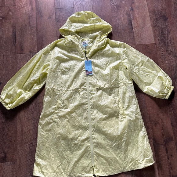Women's FUTURE COLLECTIVE Yellow Hooded Rain Jacket XXL - Picture 3 of 13
